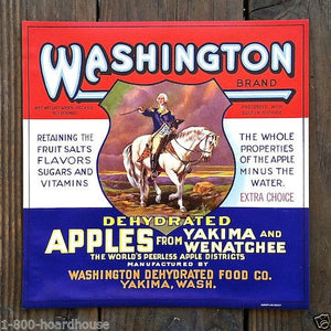WASHINGTON DEHYDRATED APPLES Fruit Crate Box Label 1920s