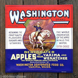 WASHINGTON DEHYDRATED APPLES Fruit Crate Box Label 1920s