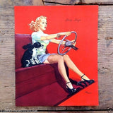 STOP SIGN Sexy Pinup Lithograph Art Print 1940s