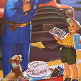 HAPPY BIRTHDAY TEACHER Policeman Promotional Calendar 1950s