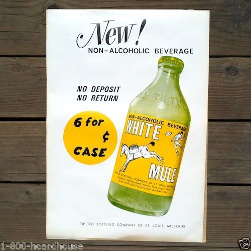WHITE MULE Soda Poster 1940s 