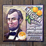 ABRAHAM LINCOLN SUNKIST Citrus Crate Label 1920s