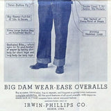 BIG DAM OVERALLS Denim Advertising Poster 1930s