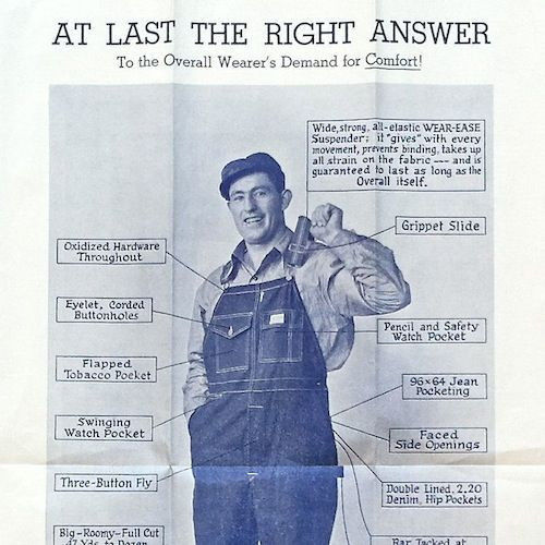 BIG DAM OVERALLS Denim Advertising Poster 1930s