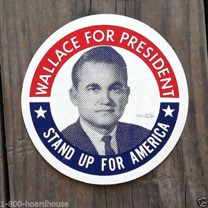 WALLACE FOR PRESIDENT Campaign Decal 1960s