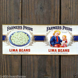 FARMERS PRIDE LIMA BEANS Vegetable Can Label 1930s
