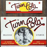 TWIN COLA Soda Bottle & Neck Labels 1930s