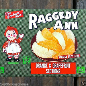 RAGGEDY ANN Citrus Fruit Can Label 1939