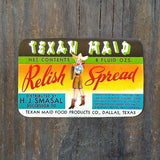 TEXAN MAID Relish Condiment Label 1950s