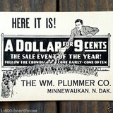 A DOLLAR FOR 9 CENTS Display Coupon Card 1920s