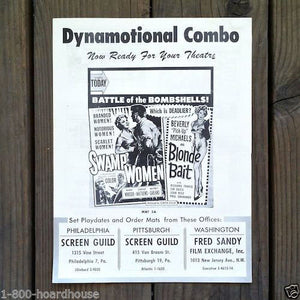 SWAMP WOMAN BLONDE BAIT Movie Show Posters 1950s