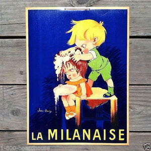 LA MILANAISE French Shampoo Cardboard Sign 1950s