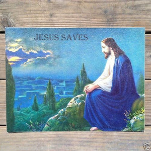 JESUS SAVES Religious Cardboard Sign 1950