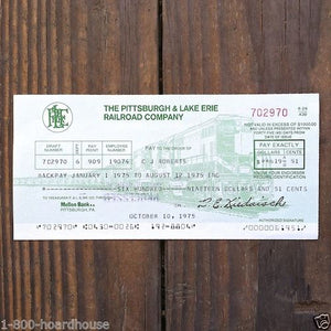 PITTSBURGH LAKE ERIE RAILROAD 1970s Payroll Checks