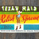 TEXAN MAID Relish Condiment Label 1950s
