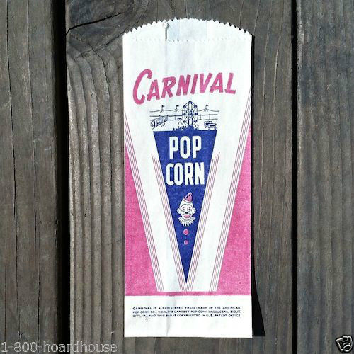 CARNIVAL POPCORN Circus Popcorn Snack Bag 1940s