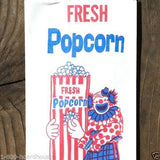FRESH POPCORN Circus Clown Paper Bag 1940s