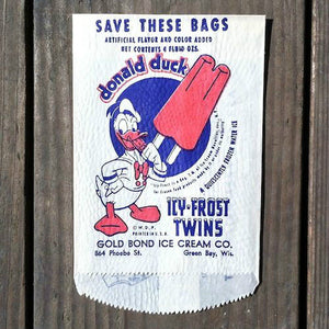 Donald Duck ICY FROST POPSICLE Snack Bag 1950s