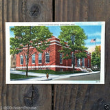 RED BRICK BUILDINGS Linen Postcards 1930s