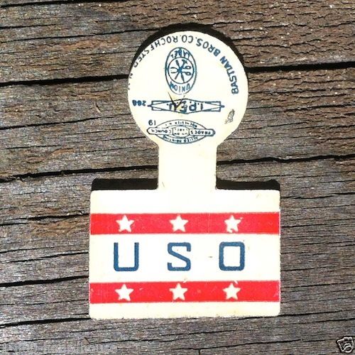 WWII USO United Service Organization Tab Pinback 1940s