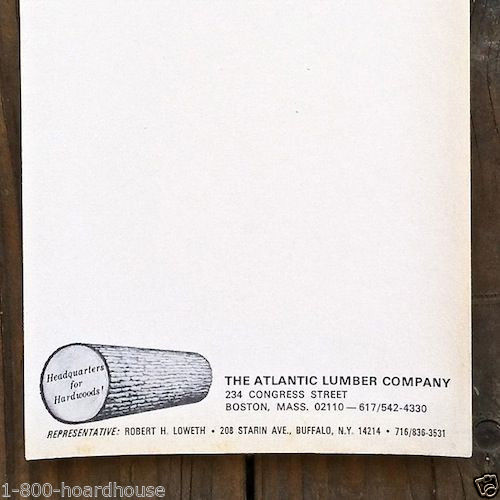 Original ATLANTIC LUMBER COMPANY Full Notepad 30 Pages 1960s