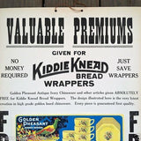 KIDDIE KNEAD BREAD WRAPPERS Cardboard Sign 1920s