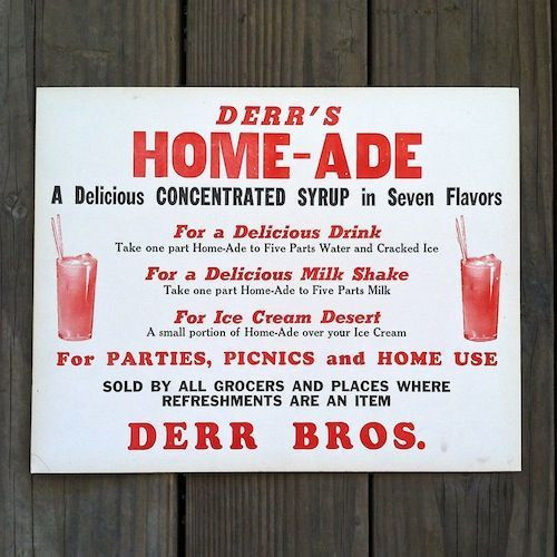 HOMEADE CONCENTRATED SYRUP Cardboard Sign 1930s