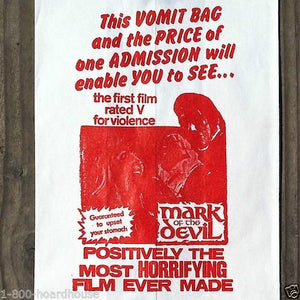 MARK OF THE DEVIL Movie Theatre Vomit Bag 1960s